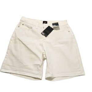 NWT Lee Womens White Mid-Rise Shorts, sz 10